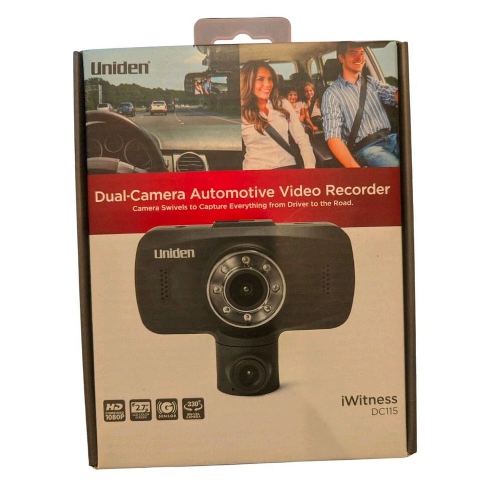 Uniden DC115 iWitness 2.7in Dual Dash Camera Black Brand New